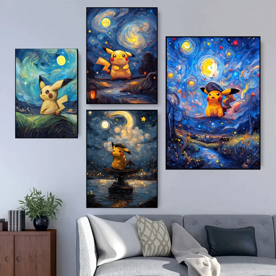 

Posters and Prints Pokemon Pikachu Classic Prints and Prints Wall Art Home Living Room Comics Pictures Kid Action Figures