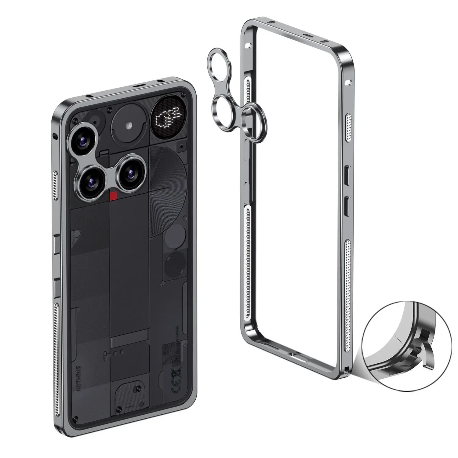 Fashionable Shock-resistant Metal Frame Case with Fine Hole Lens and Skin-friendly Design