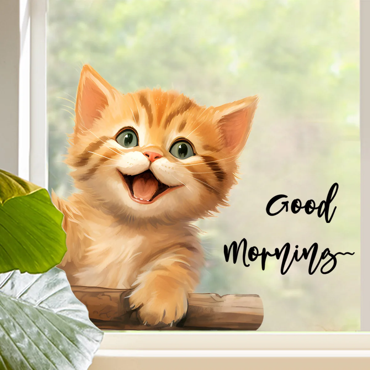 Cute Cat Electrostatic Window Sticker Double Sided Visible Self-Adhesive Home Decor