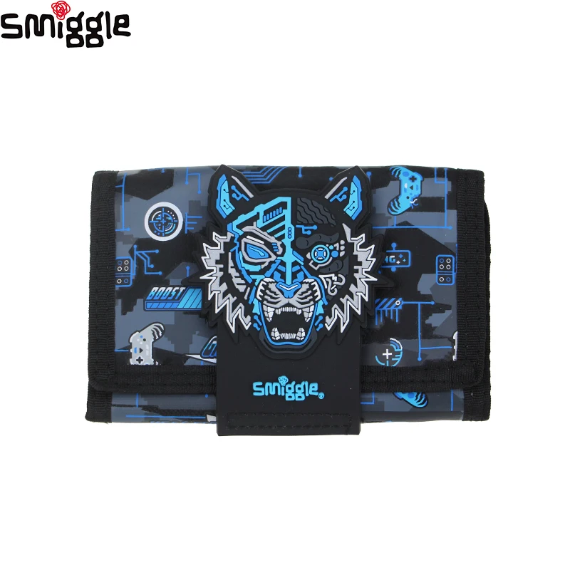 Australia Smiggle Children's Wallet Boys Cool Card Bags Black Blue Mechanical Tiger Three Layers Coin Purse Fashion Kids' Purse coin purse coin wallet boys wallet