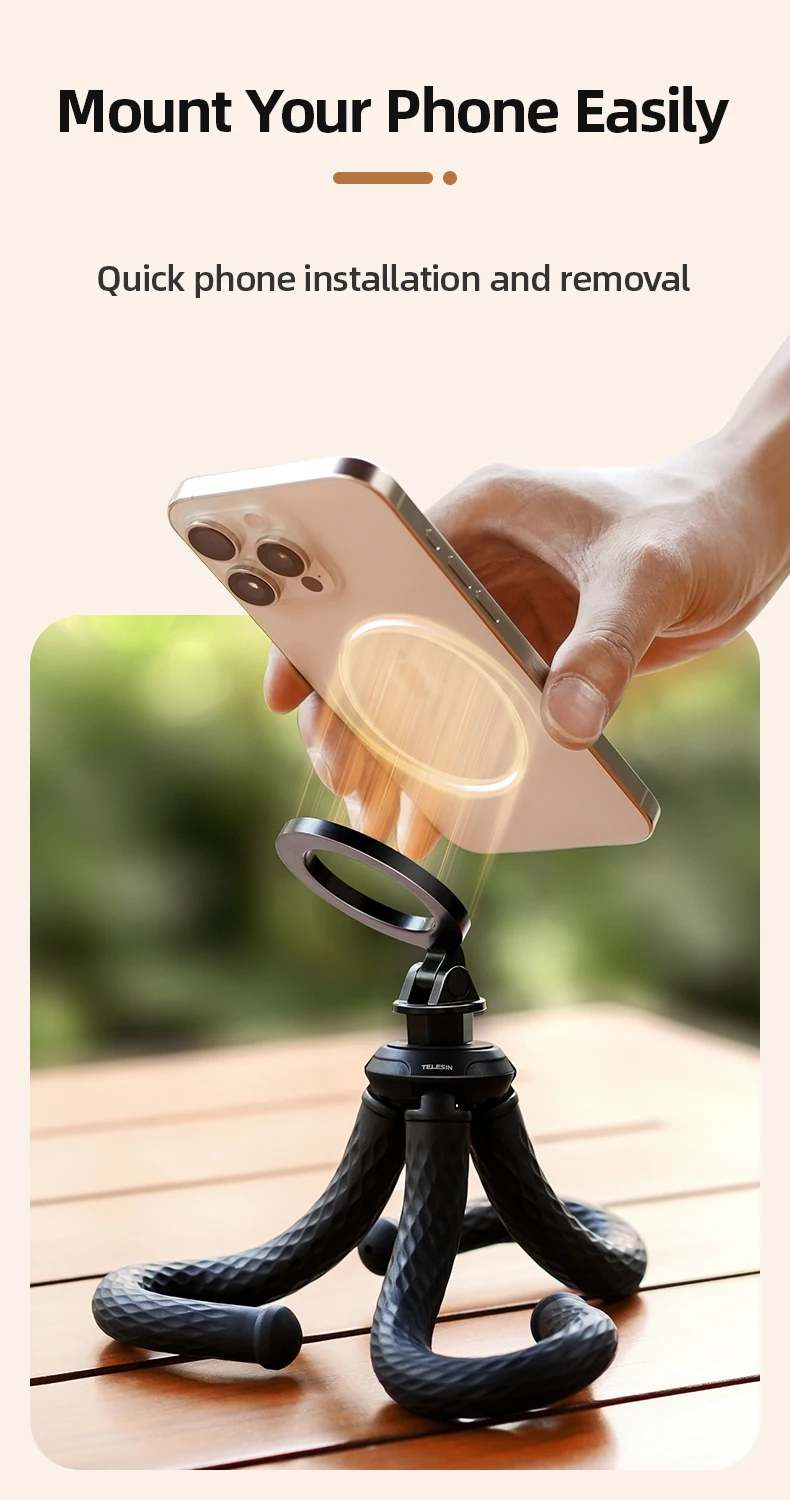 Magnetic Quick Release Tripod Octopus Phone Holder Mini Tripod for iPhone 15 14