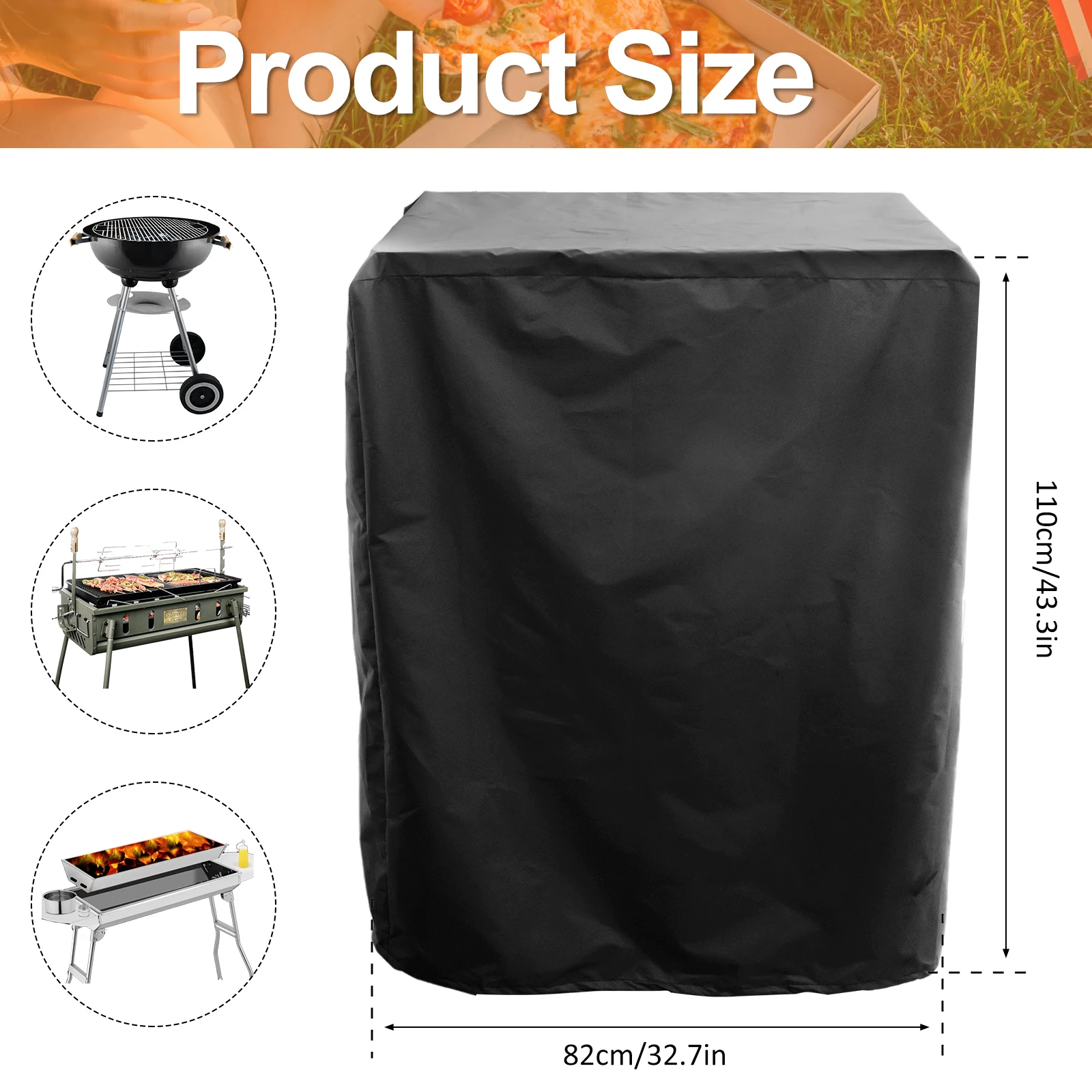 210D Oxford Cloth Waterproof Grill Cover with Drawstring