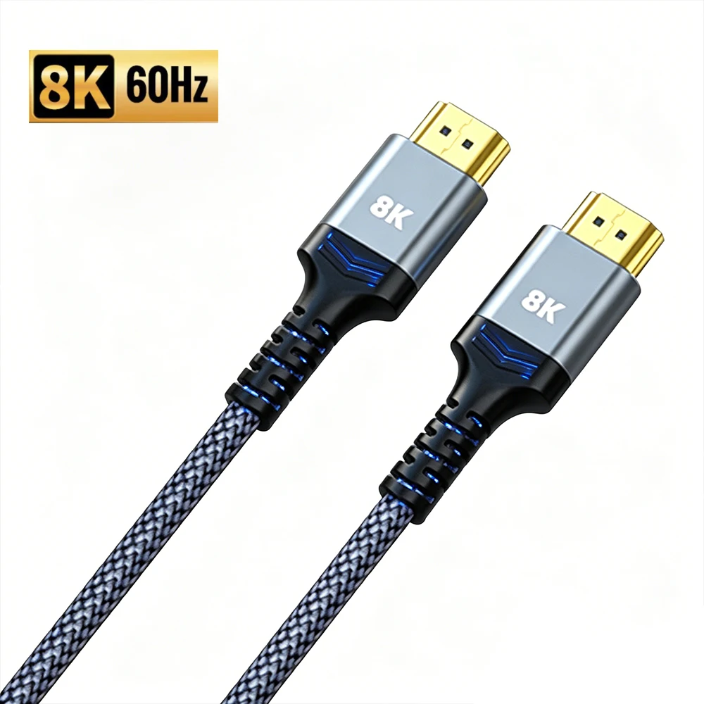 Premium 8K HDMI 2.1 Braided Cable - Ultra High Speed 48Gbps with eARC and HDCP2.3