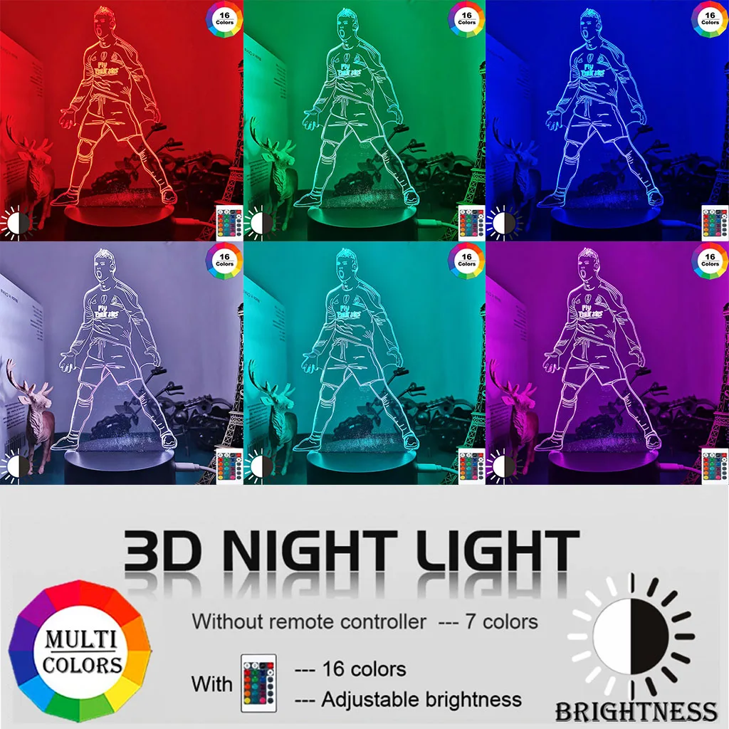 battery night light Cristiano Ronaldo Figure Led Night Light for Home Decor Touch Sensor Color Changing Nightlight Gift for Kids Child Table Lamp night light for bedroom Night Lights