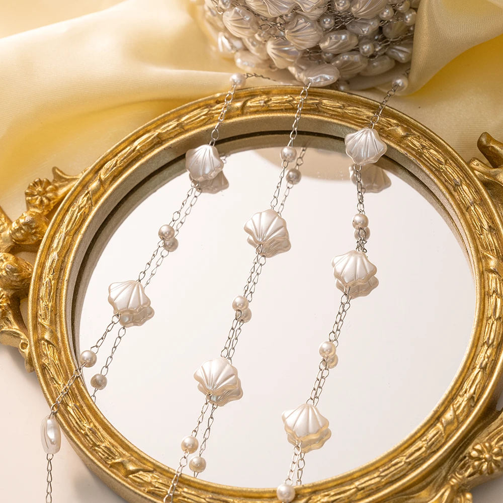 1 Meter Edelstahl-Muschel-Charm-Perlen, Perlen-Gliederkette für DIY-Halskette, Armband, Böhmen, Schmuckherstellung, Zubehör, Komponenten – Detail 7