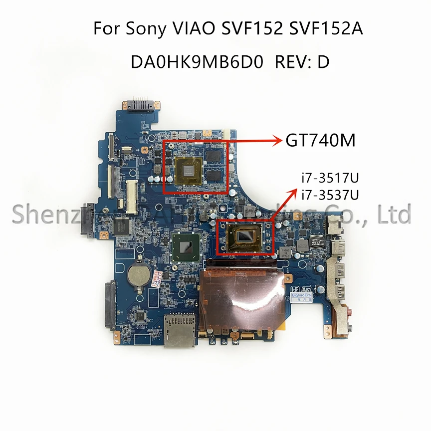 

Материнская плата для ноутбука Sony VIAO SVF152A SVF1521 SVF152 DA0HK9MB6D0 со i7-3517U/3537U GT740M 2 Гб A1961832A A1945012A 100% рабочий