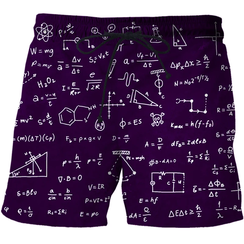 New Men's Mathematical Formula 3D Printed Beach Pants Men's Swimming Shorts Surfing Suit 3D Digital Harajuku Beach Shorts