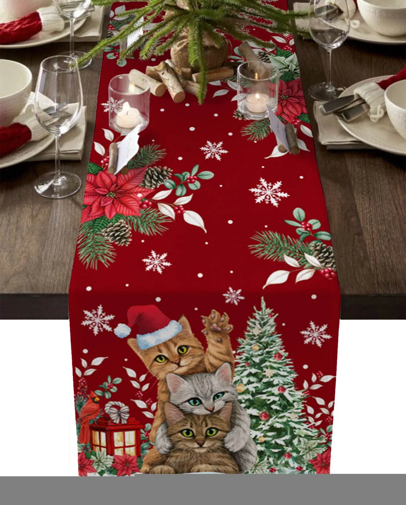 Christmas Snowman Snowflake Table Runner Table Wedding Home Kitchen Decoration New Year Holiday Gift Decoration Tablecloth