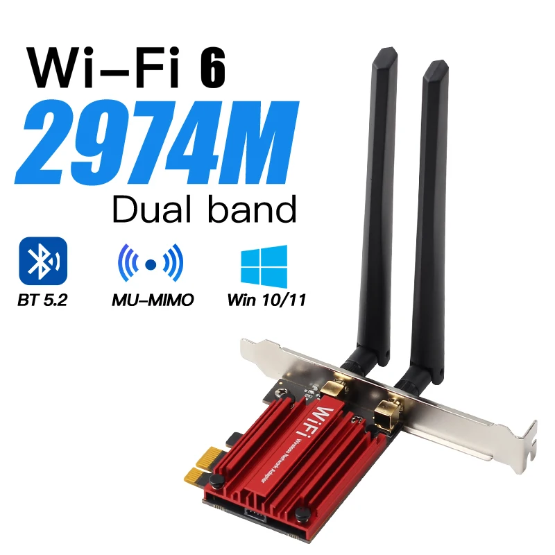 High Speed WiFi 6 Bluetooth 5.2 Adapter for Desktop