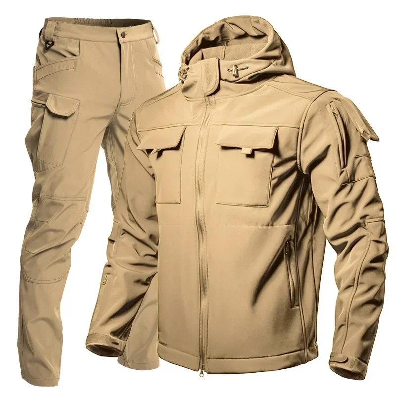 Soft Shell Beetle Waterproof Windproof Fleece Lined Hiking Jacket Set Autumn Winter Outdoor Sports Entertainment Gear hiking jackets,waterproof hiking jackets,waterproof jacket,waterproof coats,softshell jackets,softshell hoodie