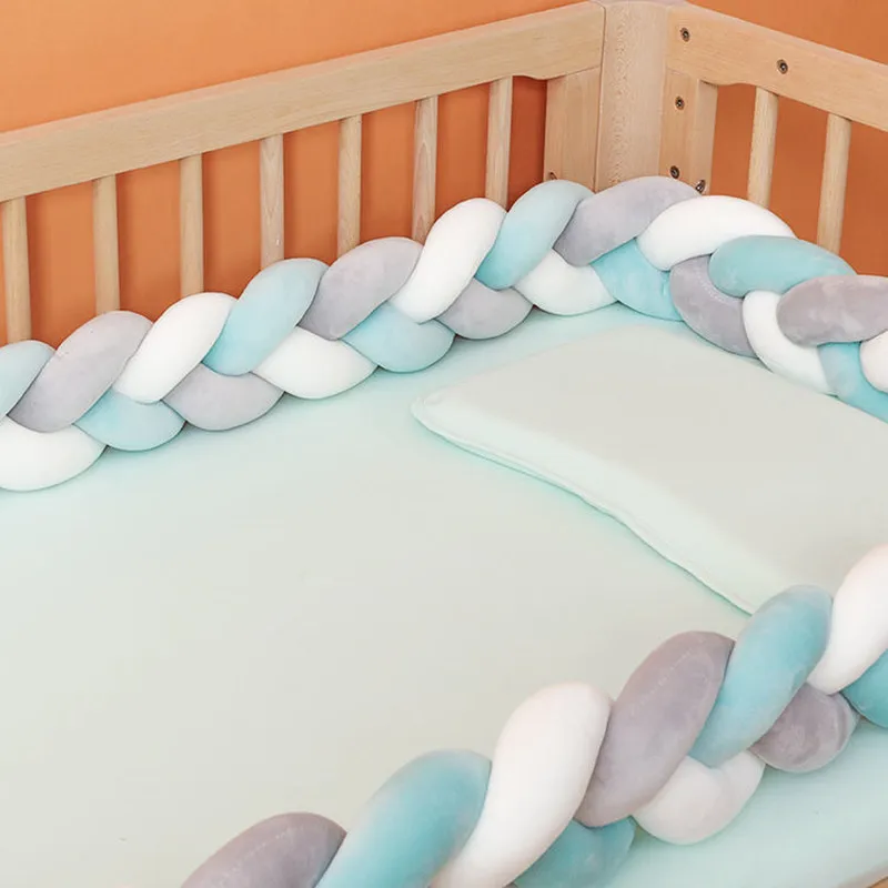 

3M Baby Bed Bumper For Cribs Boy Girl Baby Bedside Protector Knot Braided Pillow Cot Bumpers Room Decor Tour De Lit Bebe Tresse