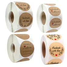 Étiquettes autocollantes rondes de remerciement en papier Kraft, 500 pièces, pour Scrapbook, cartes, enveloppes, cadeaux, fournitures de décoration pour fête de mariage