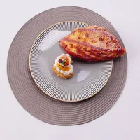 1pc Round Woven Placemats PP Waterproof Dining Table Mat Non-Slip Napkin Disc Bowl Pads Drink Cup Coasters Kitchen Decoration 5