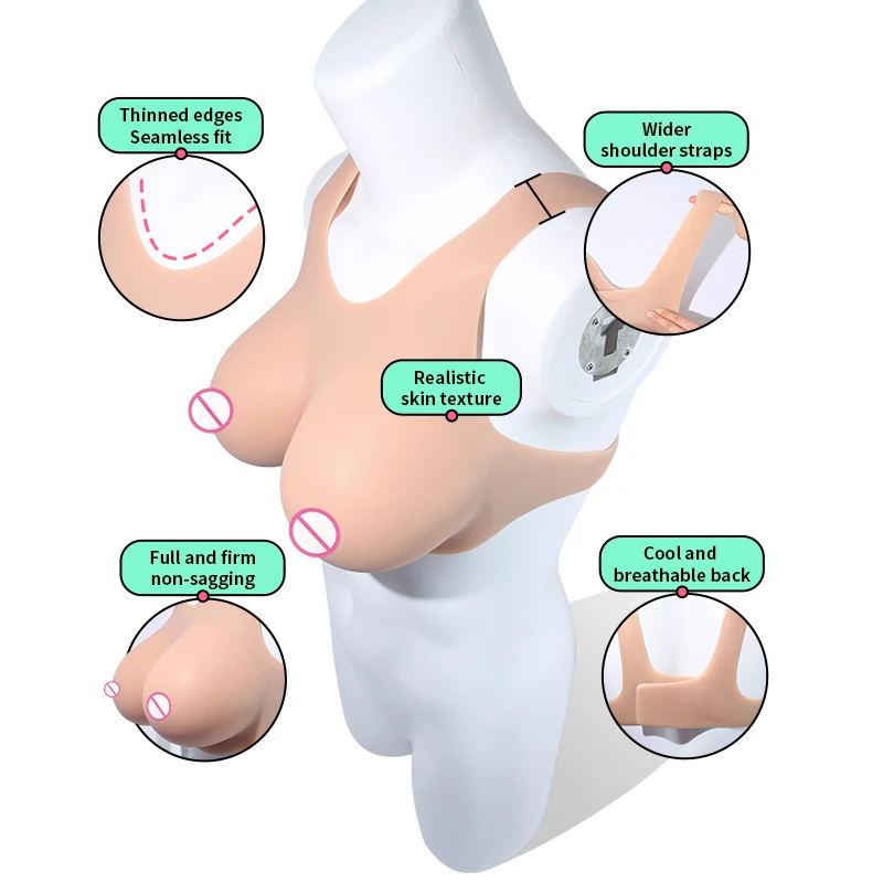 ONEFENG Upgraded WPBT Cosplay Fake Breasts Silicone for Crossdresser Transgender