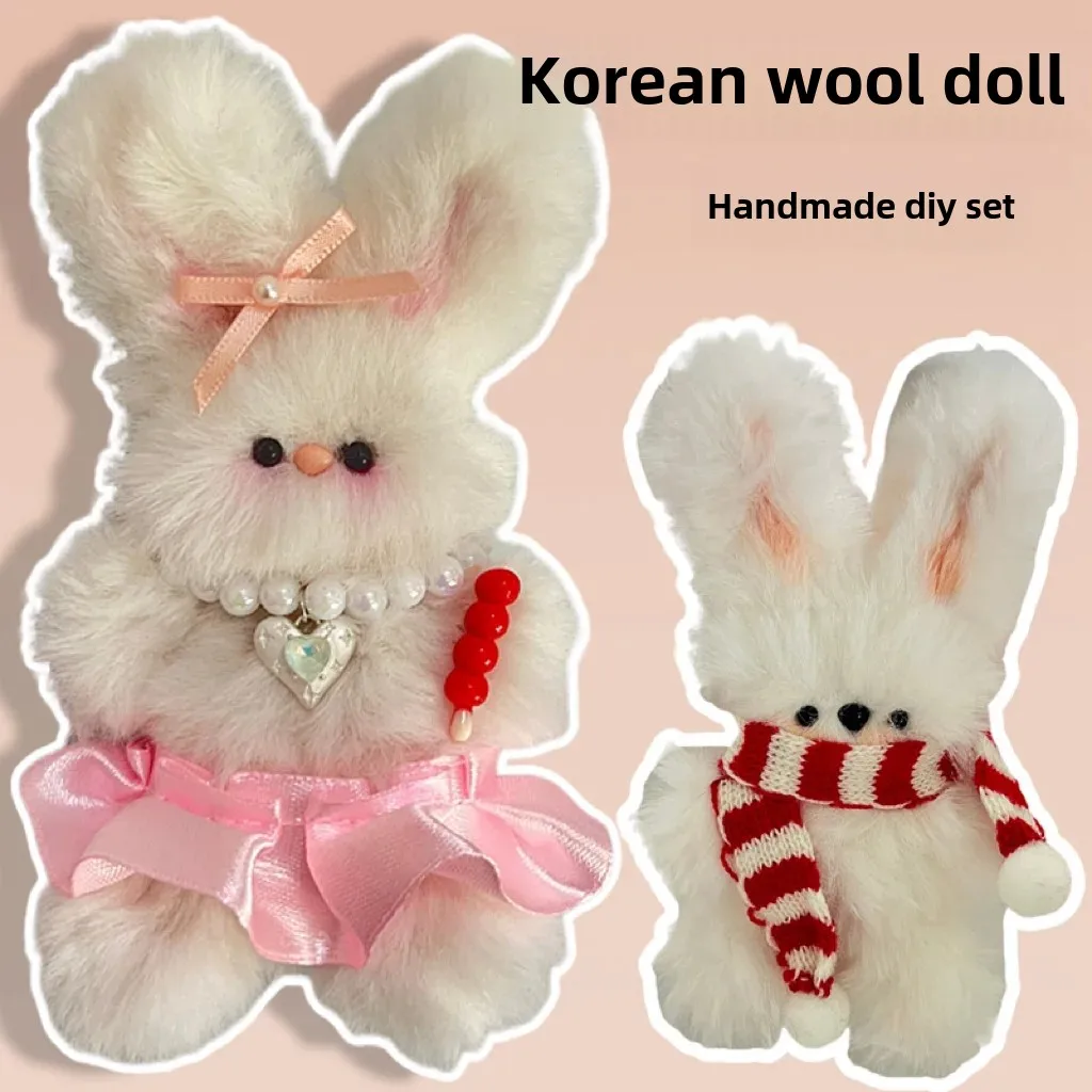 DIY Handmade Material Package Sunday Angora Yarns Twist Stick Doll Craft Coral Flocking Toys Rabbit Puppet Toy For Children Gift