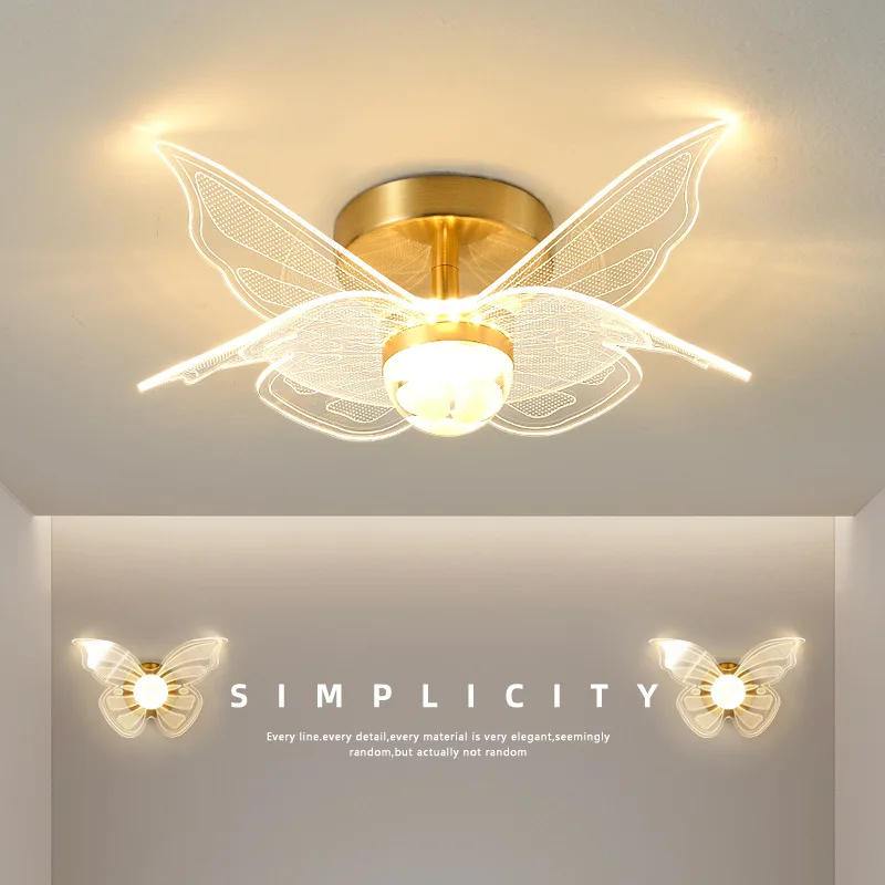 

Corridor Porch Ceiling Lamp Modern Creative Home Lighting Living Room Bedroom Warm Lighting Butterfly Flush Mount Ceiling Lights