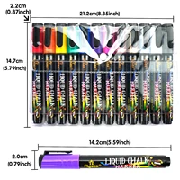 12PCS/Set Liquid Chalk Marker Pens Erasable LED Writing Board Glass Window Art 12 Colours Marker Pens,3mm-6mm Tips 2