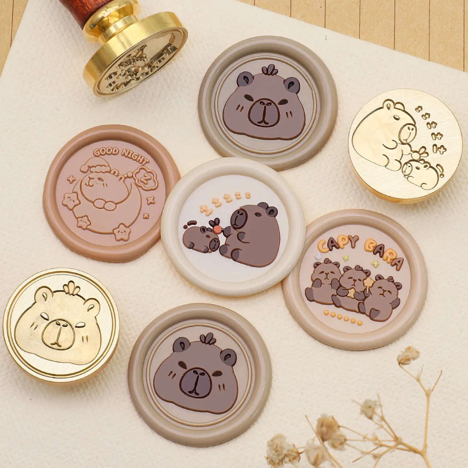 왁스 실링 스탬프 헤드 카피바라 시리즈 황동 각인 귀여운 DIY 저널 스크랩북킹 공예 봉투 초대장 장