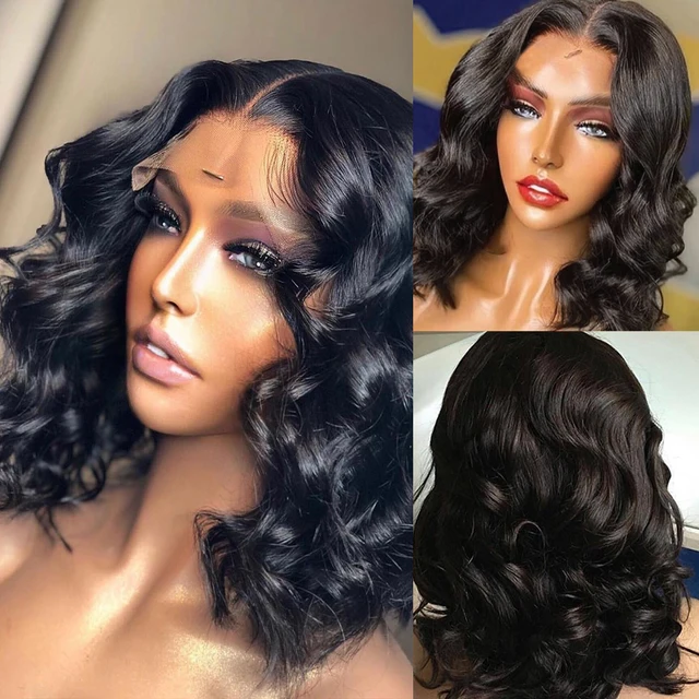 Short Bob Wig Highlight Wig Human Hair Wigs For Black Women T Part Brazilian Pre Plucked With Baby Hair Body Wave Lace Front Wig 4