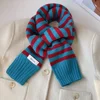 Korean Style Merite Striped Color Block Knitted Woolen Scarf Women's Cuff Double Layer Warmth College Style Neck Warmer