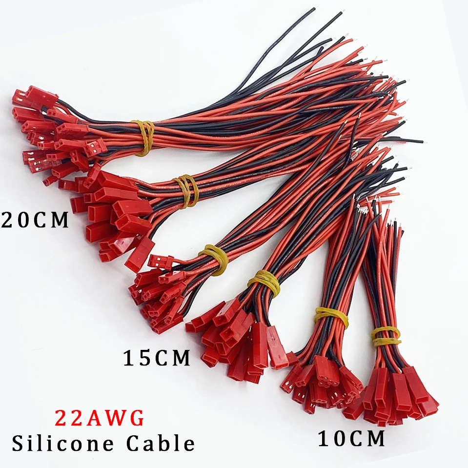 

10Pair 22AWG JST 2Pin Connector Cable Pitch 2.54mm JST Male Female Jack Soft Silicone DIY RC Battery Wire Connectors 10/15/20CM