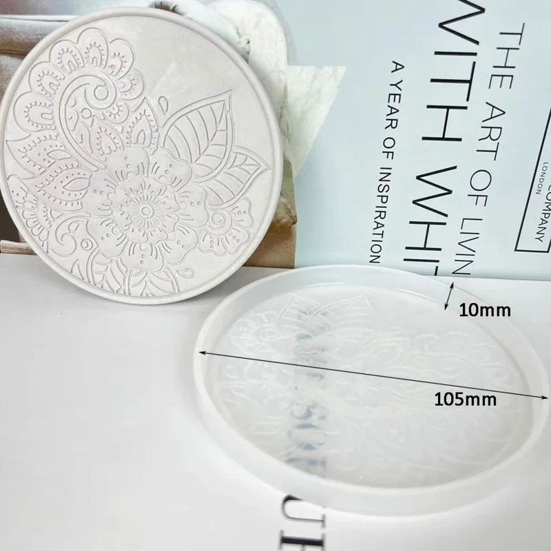 Round Coaster Silicone Mold Epoxy Resin Crystal Mold DIY Coffee Wine Glass Flower Coaster Plaster Concrete Home Decor Crafts silicone mold