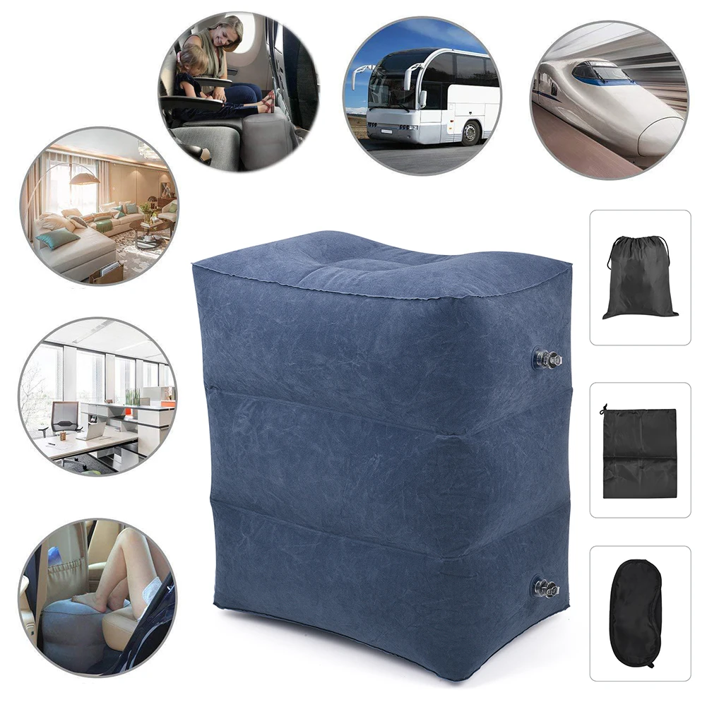 Three Layer Mat Inflatable Mattress Air Foot Rest Pillow Long Distance Car Plane High Speed Rail Teavel For Kids Sleep Bed