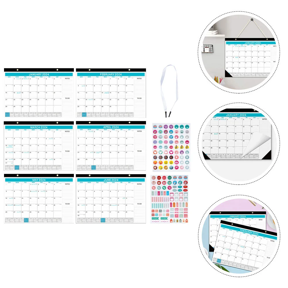 Wall Calendar Desk Calendars Household Sturdy Home Hanging Paper Countdown Holiday Monthly 2024-2025 Dating