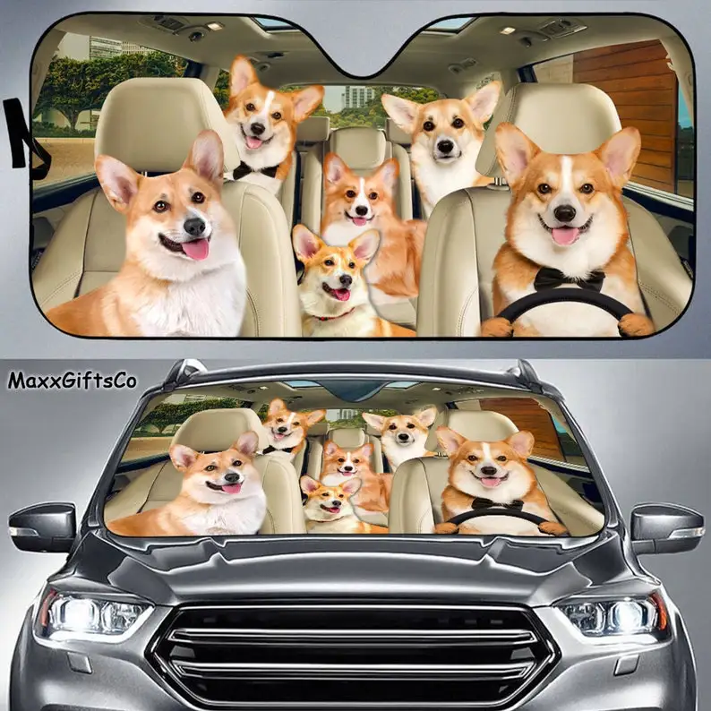 

Corgi Car Sun Shade, Windshield Corgi, Dogs Family Sunshade, Dogs Car Accessories, Corgi Lovers Gift, Car Decoration, Gift for D