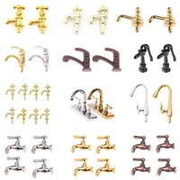 1/2/4/12PCS 1:12 Miniature Metal/Plastics Water Tap Faucet Dollhouse Kitchen Bathroom Accessories Dollhouse Miniature Faucet Toy 1
