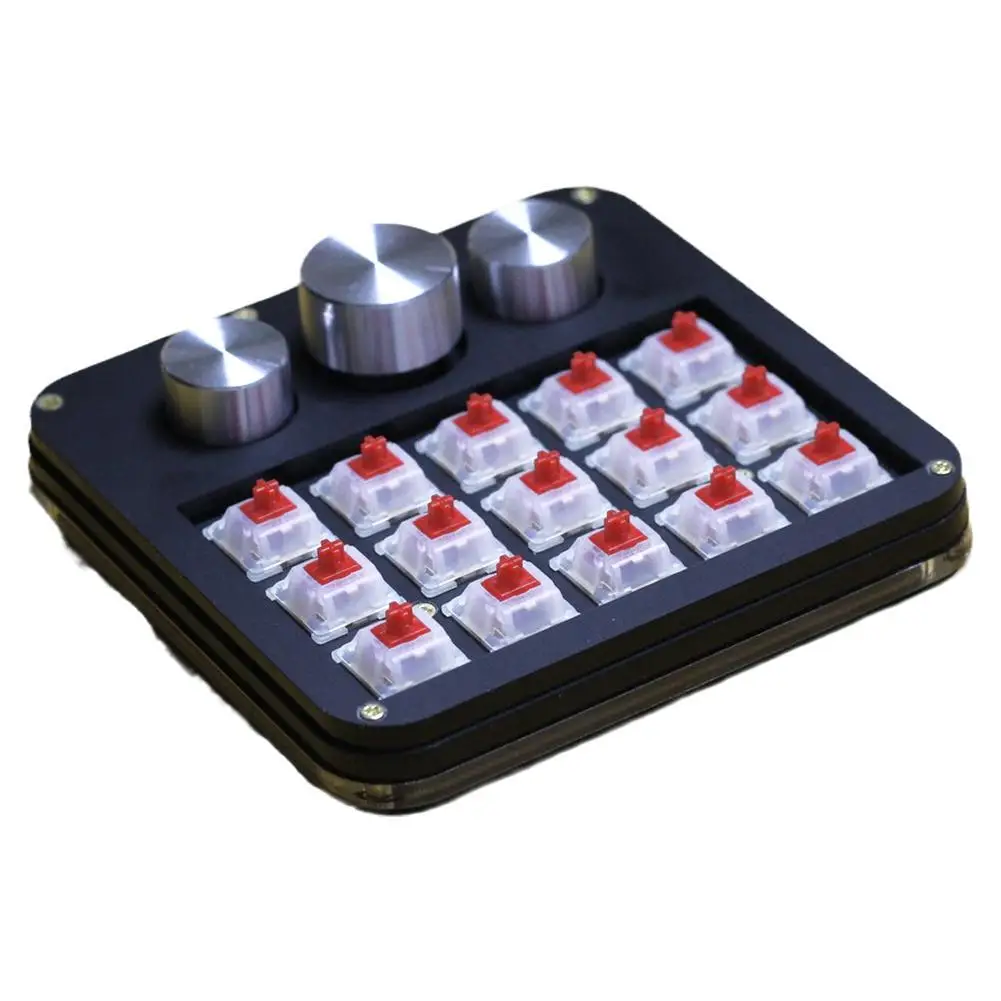 15 Keys 3 Knob Macro Keyboard Mini Mechanical Keypad Hot Swap Red Switch One-handed Kepad For MX Switch VIA QMK DIY No Keycaps