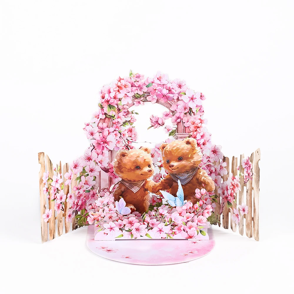 Pink Rose Garden Pop-Up Greeting Card – 3D Flower Birthday Anniversary Gift for Lover, ... - SKU PGC00852 - UGI Packaging