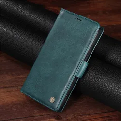Genuine Leather Flip Phone Stand Wallet Case Cover - M23 5G F23 (Blue)