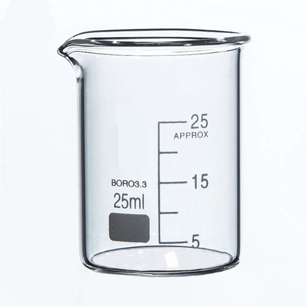 

4pcs/ 25mL Glass Beaker Low Form New Chemical Lab Glassware