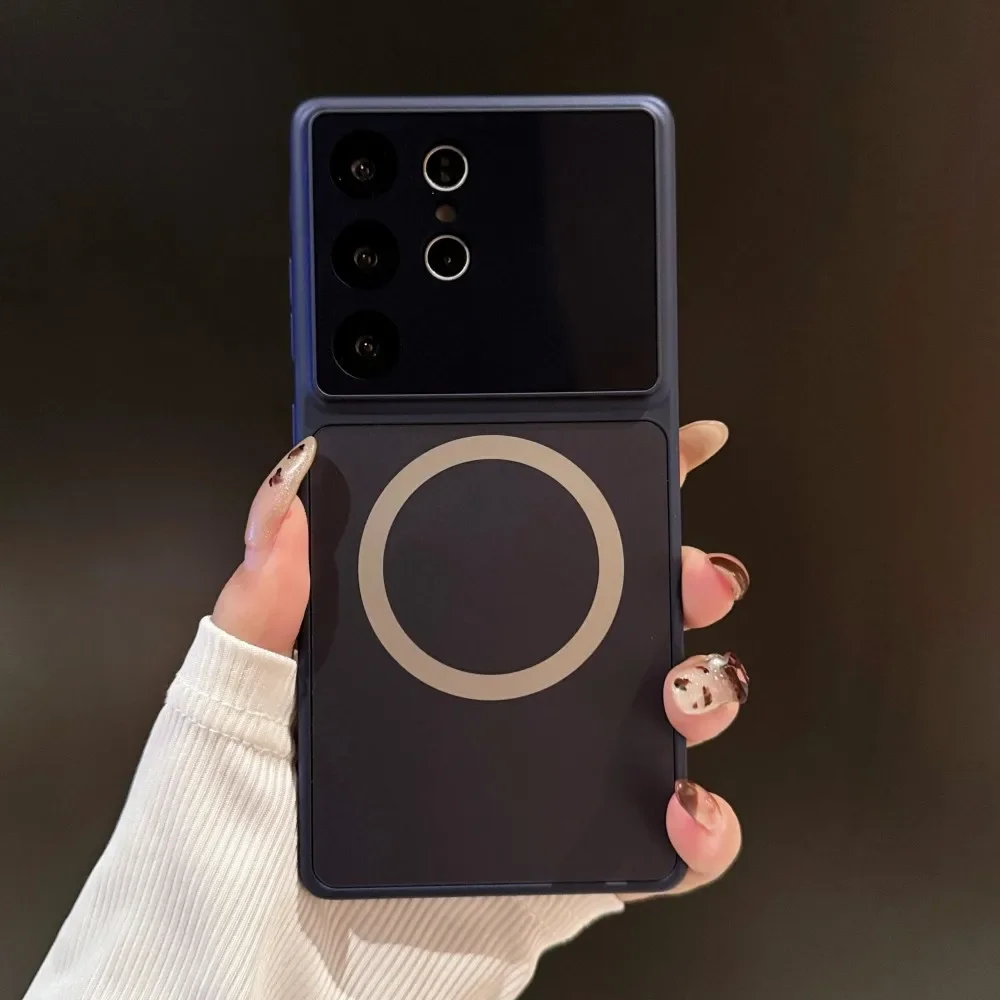 Luxury Magnetic Wireless Charging Armor Case - Large Window Design, Hard Cover s