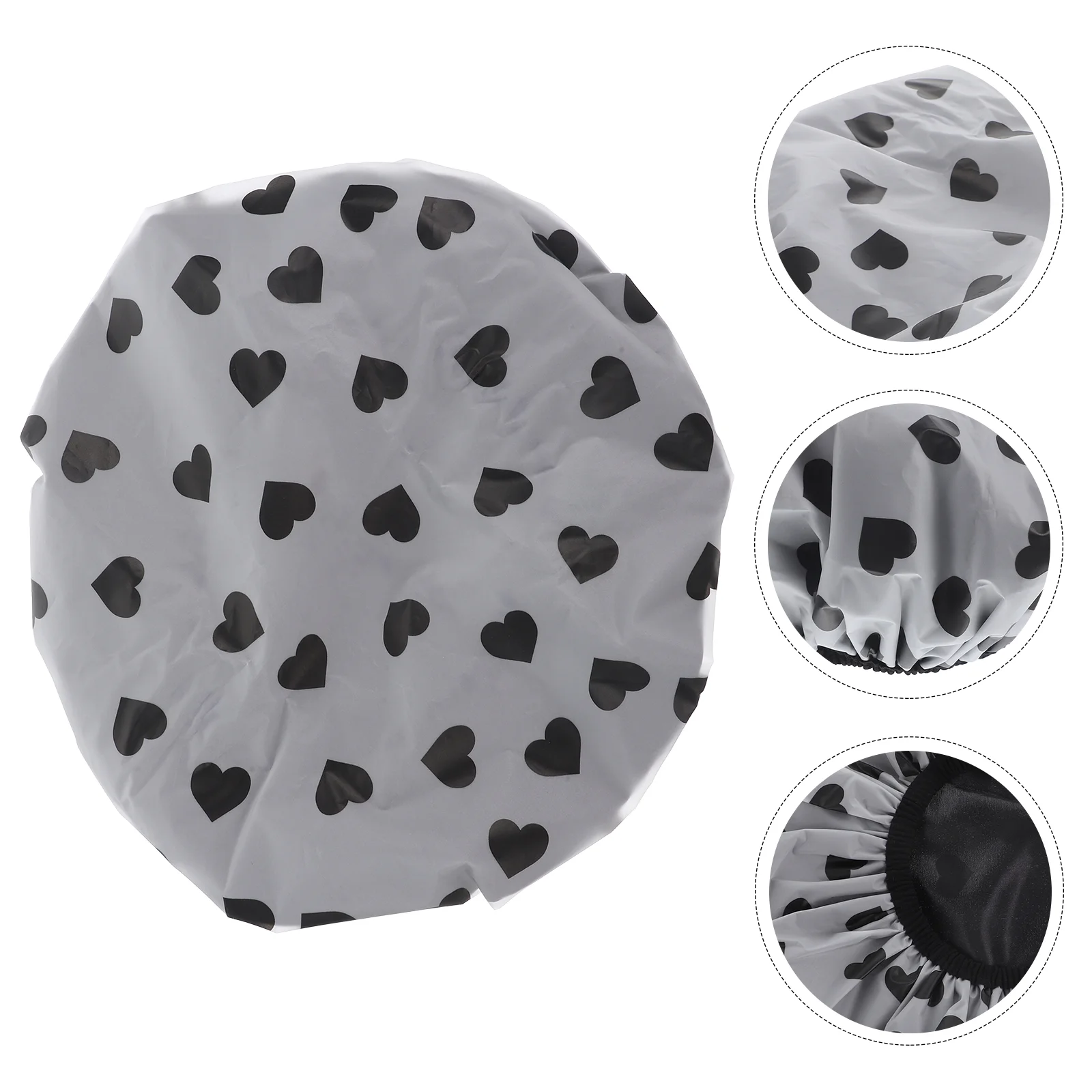 

Waterproof Printed Shower Cap Double Layer Women's Long Hair Satin Bathroom Hood (purple Heart) for Womens Caps Reusable Large