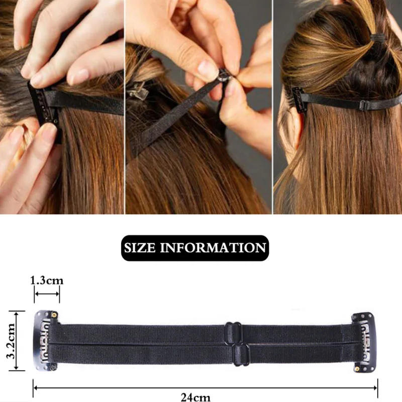 Banda elástica simples ou dupla, Levante os olhos e as sobrancelhas, Fox Magic Elastic Band com BB Clips, Alça ajustável para cabelo