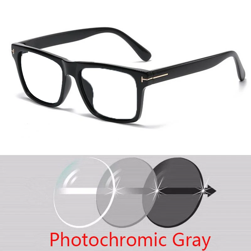 Rectangle Women Sun Glasses Men Shades Square Black Sunglasses Myopia Nerd Photochromic Prescription 0 -0.25 -0.5 -1.0 To -6 2