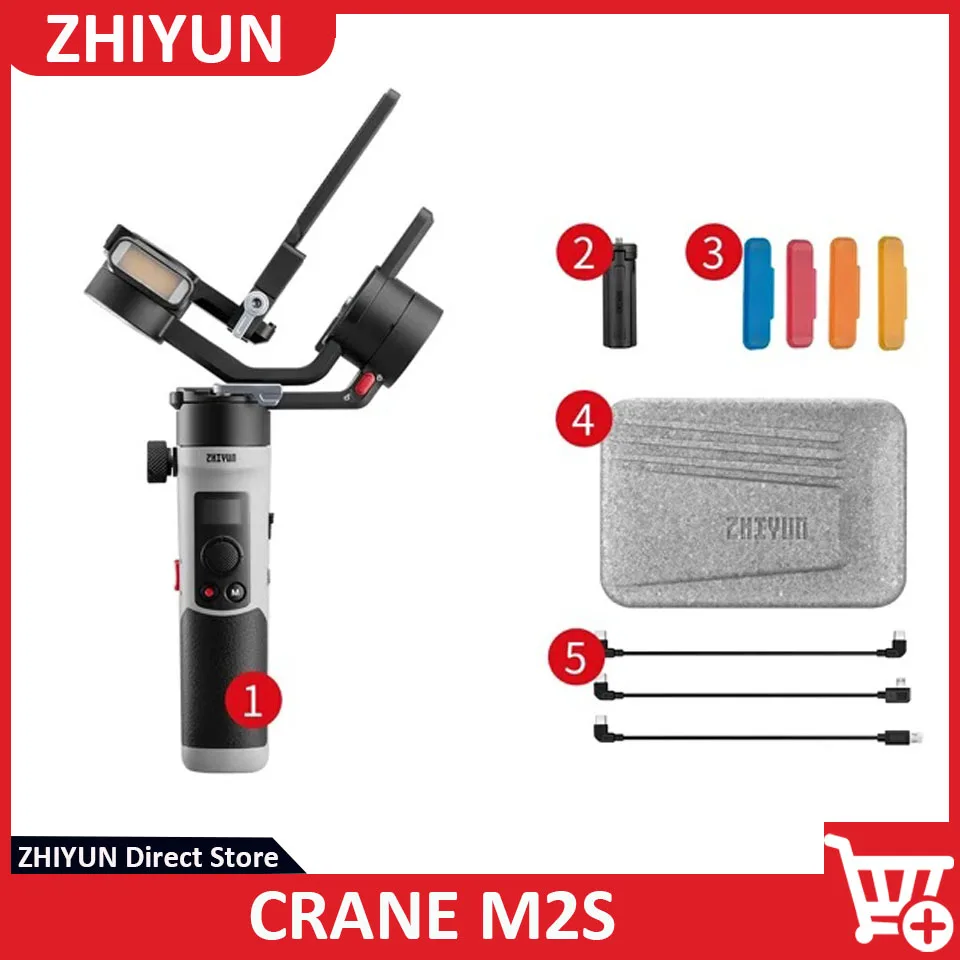 

Zhiyun Crane M2S 3-Axis Anti-Shake Handheld Camera Gimbal Stabilizer Compatible with Mirrorless Camera Actioncams Smartphone