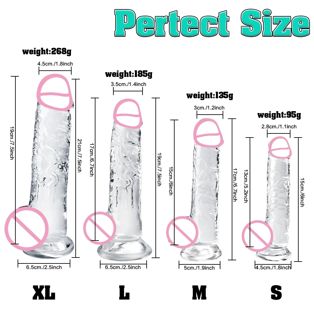Realistic Dildo Jelly Penis Suction Cup Dildo 4 Size Female Masturbator Clitoral Stimulator Fake Dick Lesbian Sex Toys for Women