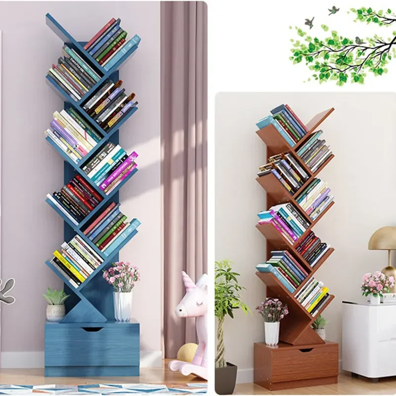 Light Luxury Children's Bookcases Shelves Home Furniture Floor Tree-shaped Bookshelves Simple Small Living Room Bookcase Storage