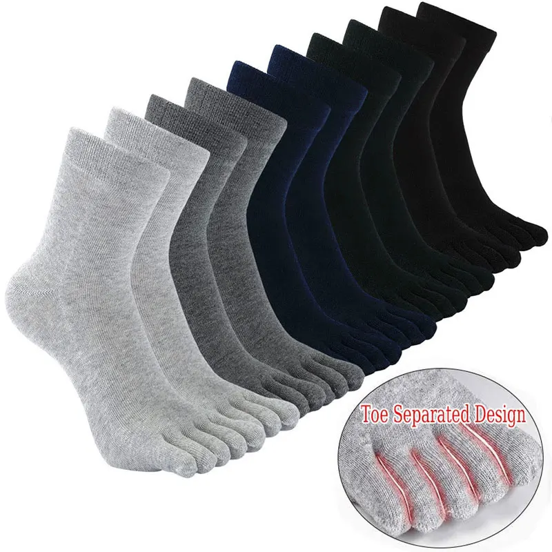Unisex Breathable Cotton Toe Socks for Sports and Running - Variety of Solid Colors