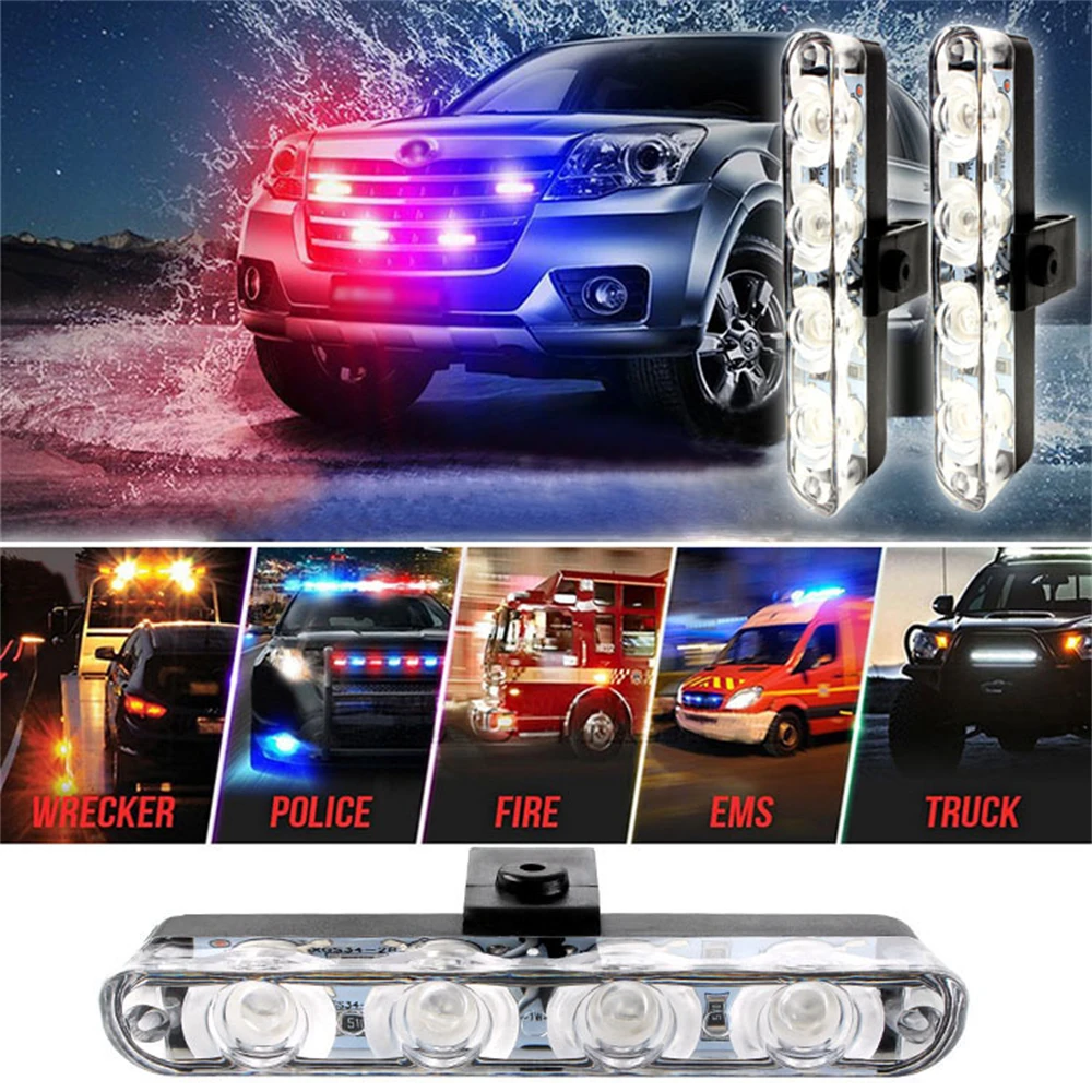 Durevole Utile Torcia Stroboscopica Per Auto Flash Light Truck Truck 12V Dc 16 Led 4 X Luci Stroboscopiche Per Auto Dash Lamps Rosso Blu