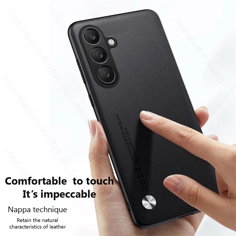 Premium Plain Leather Phone Cover with TPU Soft Edge - Shockproof Coque