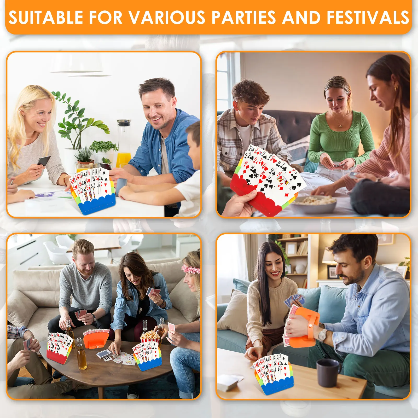 4Pcs Plastic Playing Card Holder 3 Layer Design Reusable Playing Card Holder Wrist or Tabletop Use Ideal for Family Fun Game