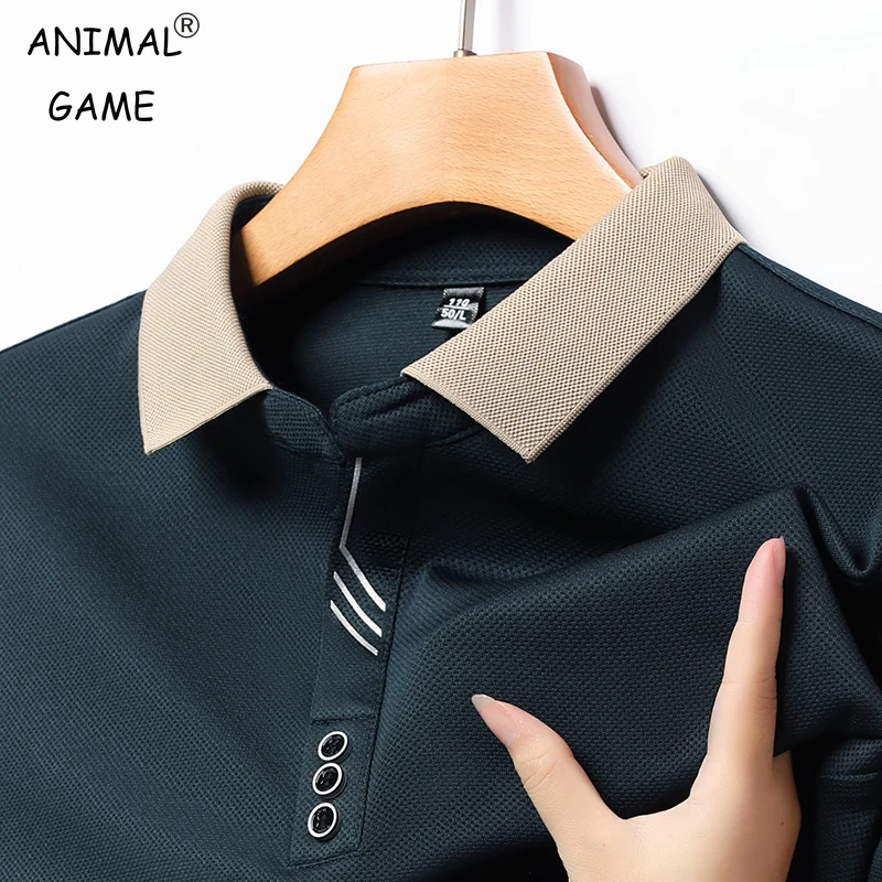 New Men’s Long-sleeved Polo Shirt Sweatwear Business Casual Top Fashion Classic Solid Color Male Brand Basic V-neck Top Best Sellers In Men's Clothing