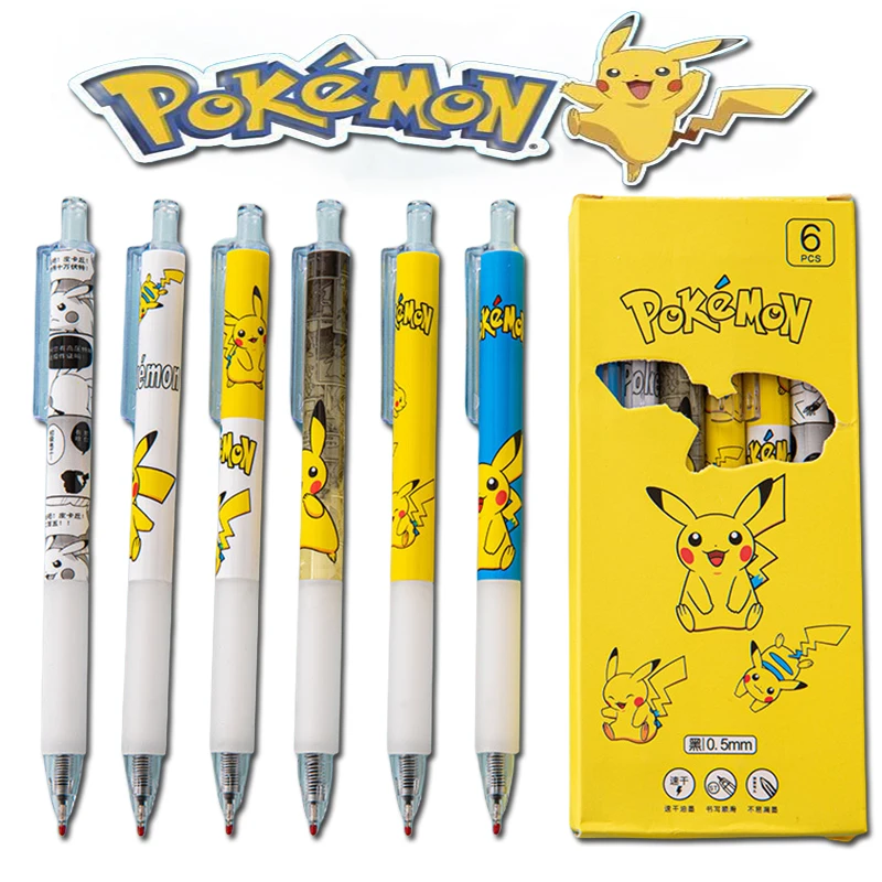 Pokemon Pikachu Push Action Pen Studente Esame Pennello Penna St Tip Smooth Good Writing 0.5Mm Carbon Black Pen Study Forniture Per Ufficio