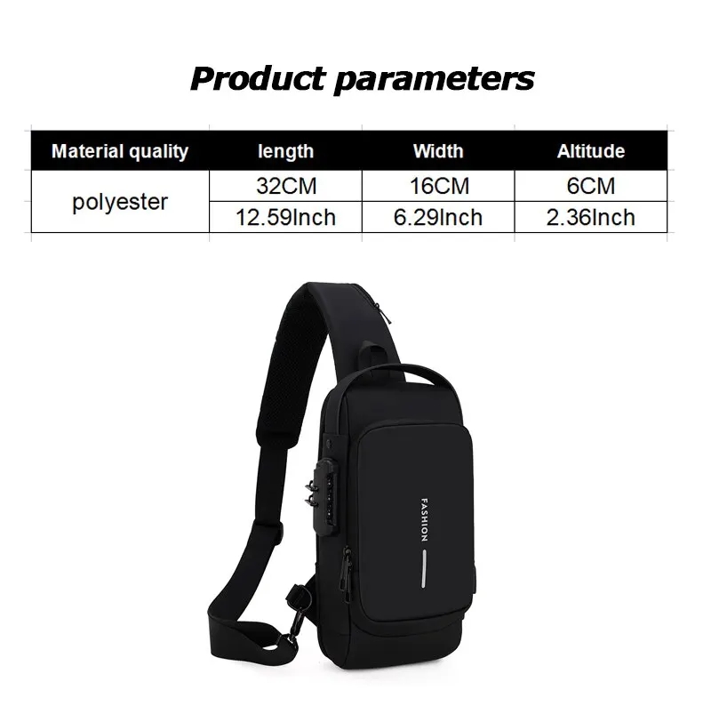 S673037d3f61140a187ef9e88965cb0d2i Men Multifunction Anti Theft USB Shoulder Bag Man Crossbody Cross Body Travel Sling Chest Bags Pack Messenger Pack Mallzona