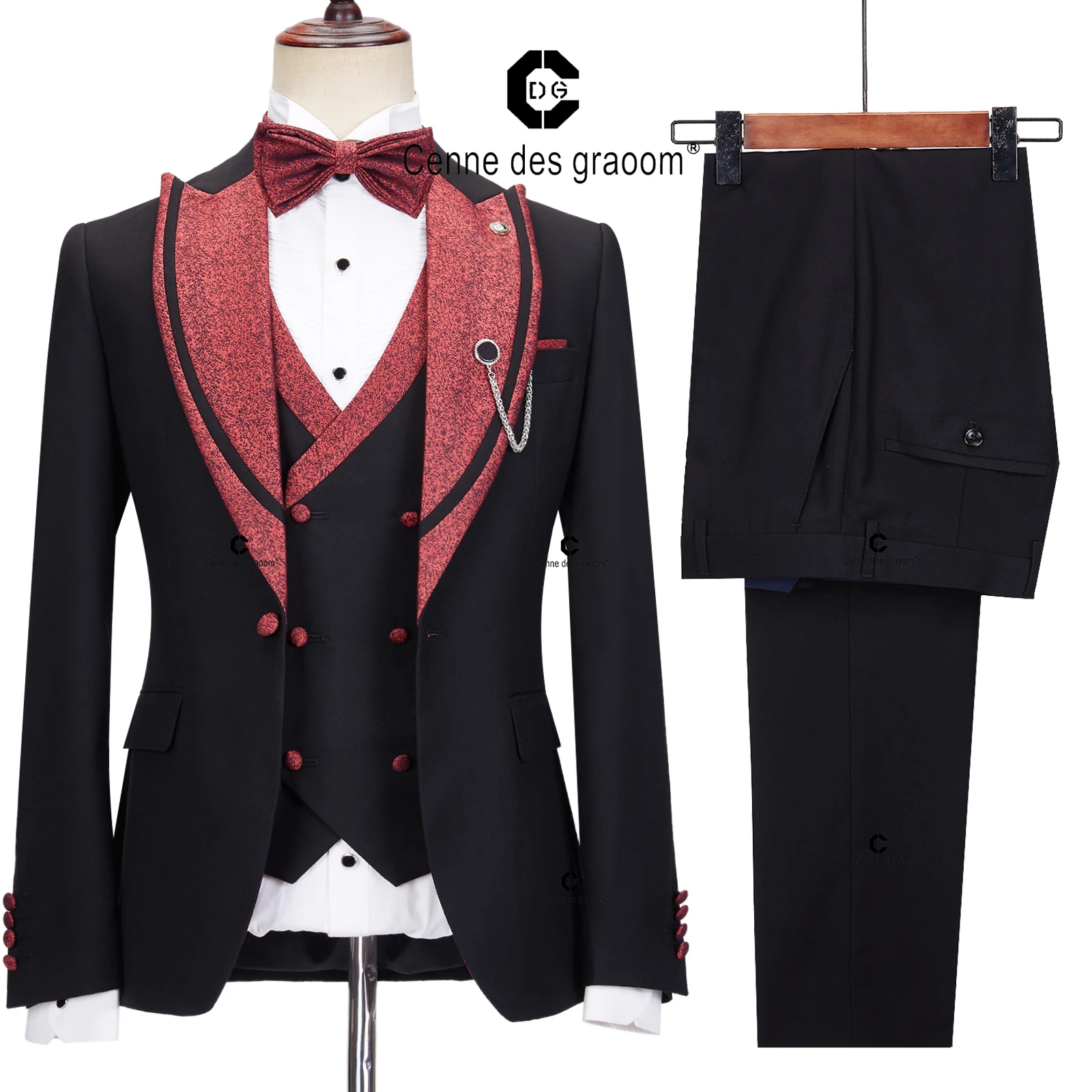 Latest Design British Style Printing Men's Suit Casual Single-Breasted Boutique Wedding Prom Tuxedo Groom Dress