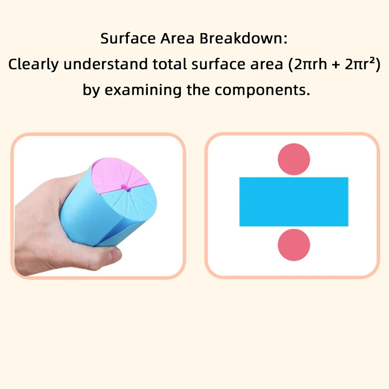 Math Geometry Kit - 3D Cylinder&Cone Volume Demonstrator,Surface Area Calculating Model with Measuring Tools,Hands-On Education - 5
